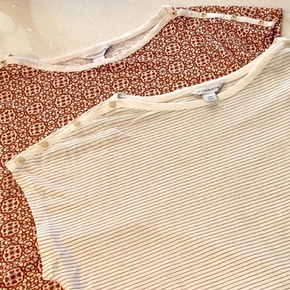 2 For 1 Liz Claiborne Boatneck T-shirts Size XXL